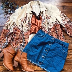 Vintage Boho Paisley Printed Jacket